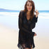 Hollow Crochet Tassel Beach Skirt #Black #Cover Up